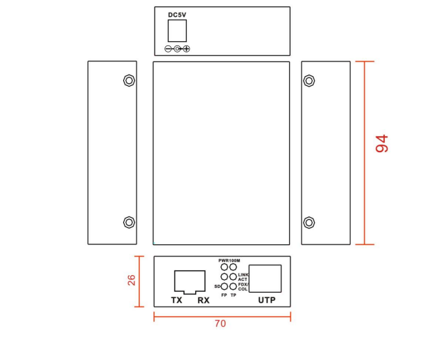 8100-DIN Product Dimensions (mm)