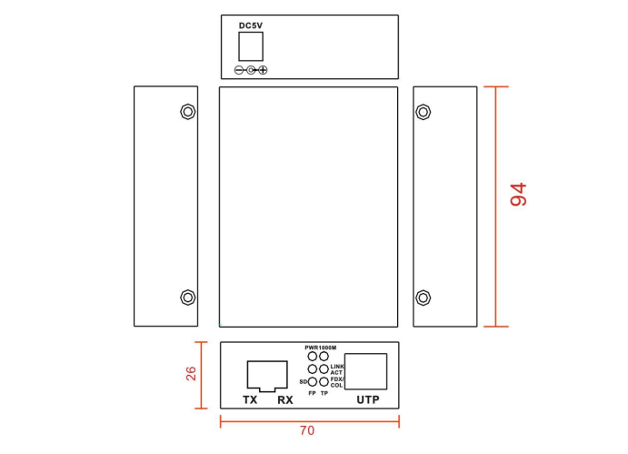 8100G-DIN Kích thước sản phẩm (mm)