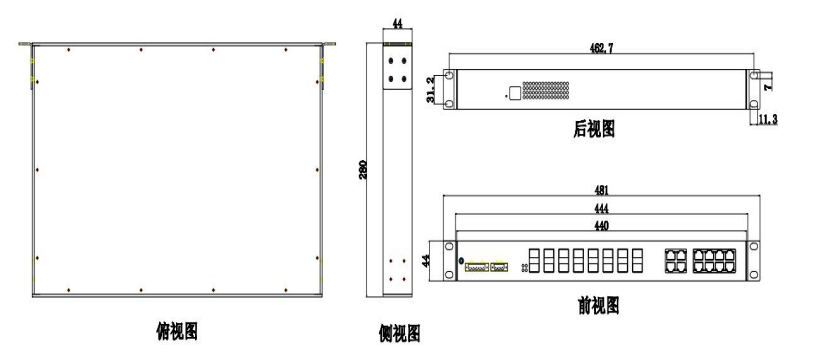 CM6000-4GF12GF12GT Kích thước sản phẩm (mm)