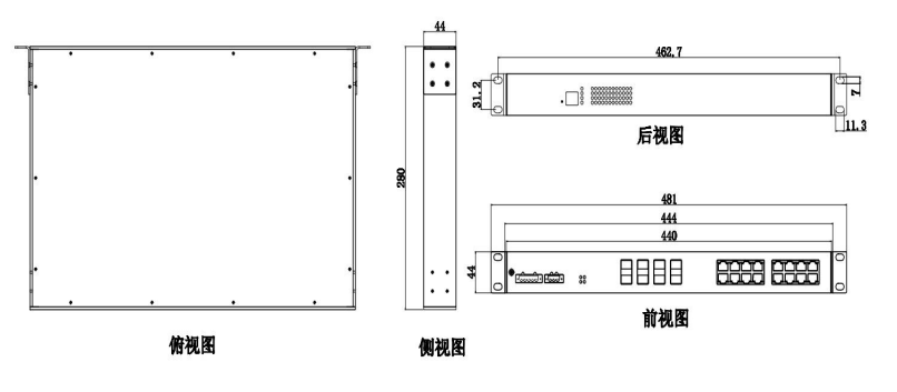 CM6000-8F16T Product Dimensions (mm)