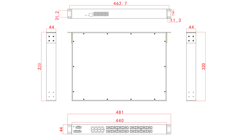 CM6024-16F8T Product Dimensions (mm)