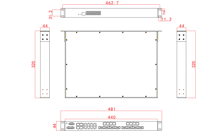 CM6028-4GF8F16T Product Dimensions (mm)