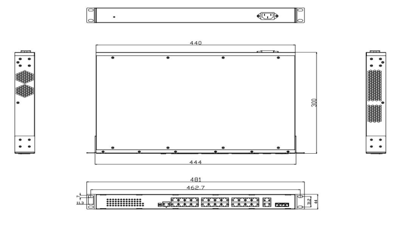 CM6328-2GF26GT-24POE Kích thước sản phẩm (mm)