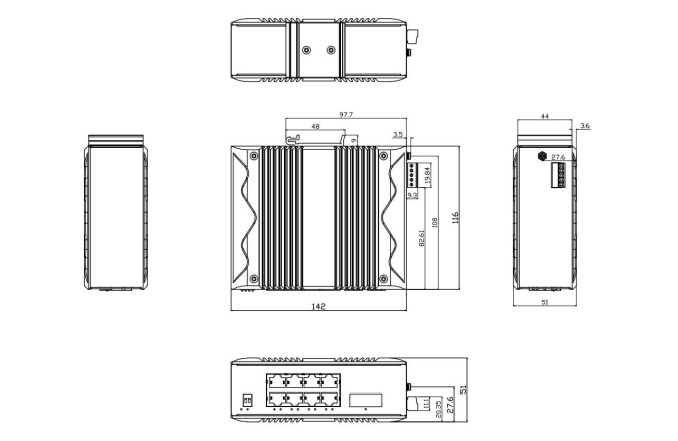 RS239-1F8T (1×9) Product Dimensions (mm)