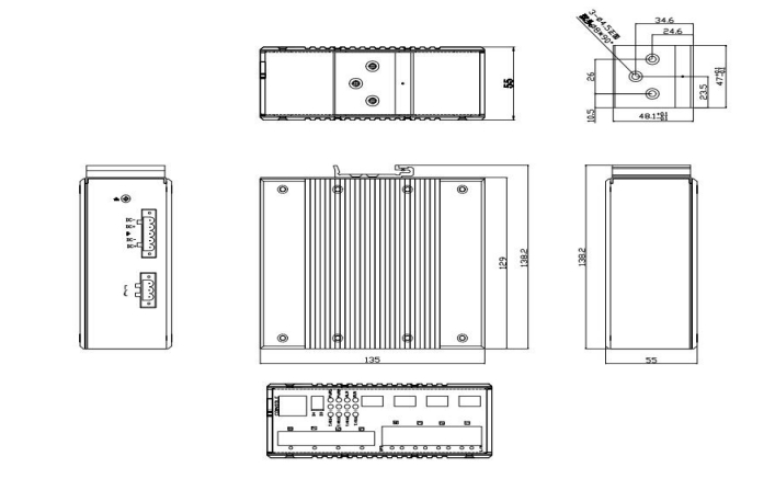 RS6000-4F4T-2DD2DS Kích thước sản phẩm (mm)