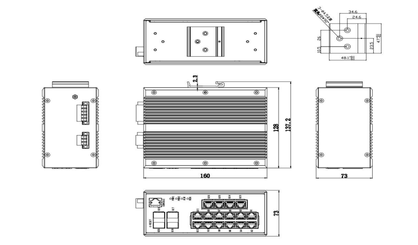 RS6000-4GF16GT Product Dimensions (mm)