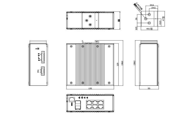 RS608-2F6T-P Kích thước sản phẩm (mm)