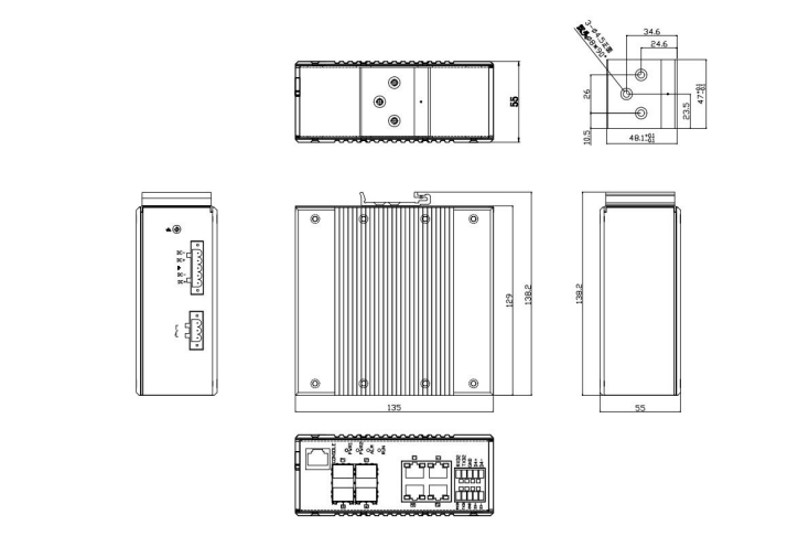 RS608-4F4T-4D Kích thước sản phẩm (mm)