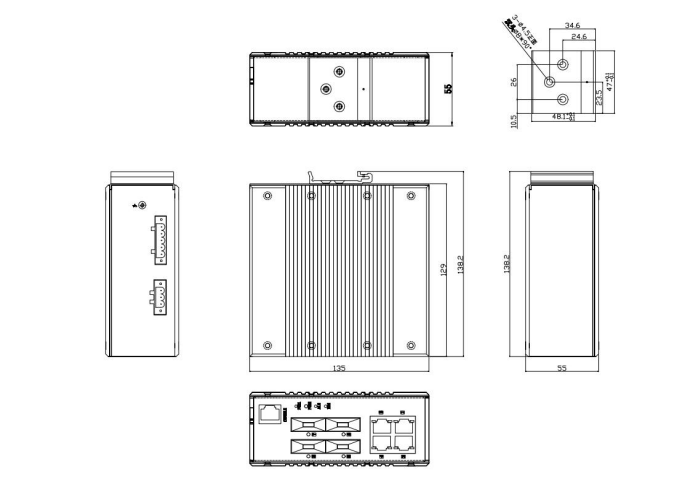 RS608-4F4T Kích thước sản phẩm (mm)