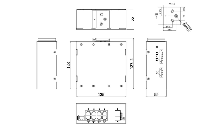 RS6110-2GF8GT Kích thước sản phẩm (mm)